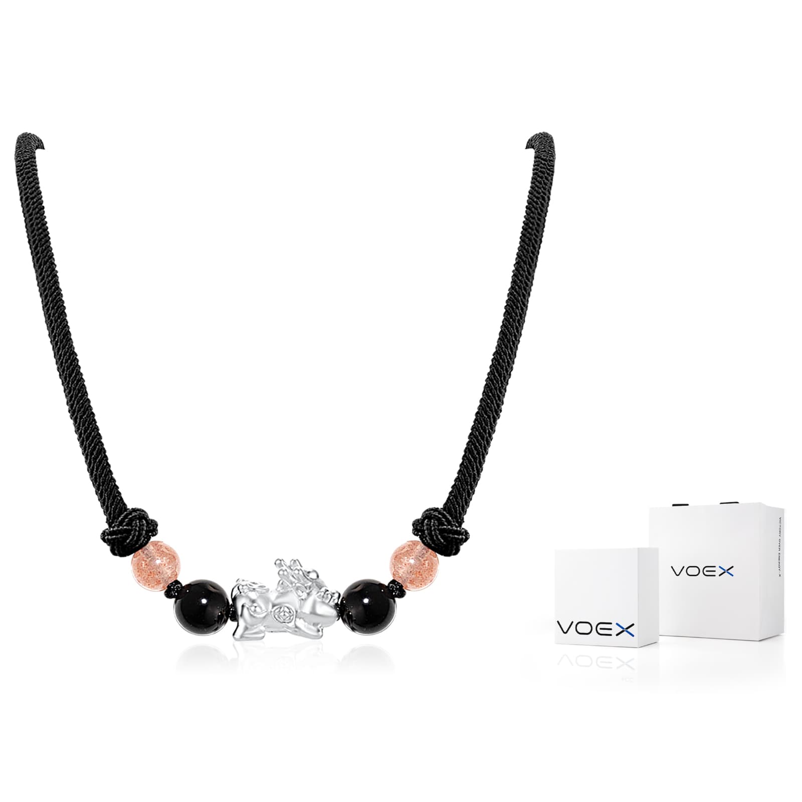 VOEX Sterling Silver Jade Necklaces S999 Silver - Powder