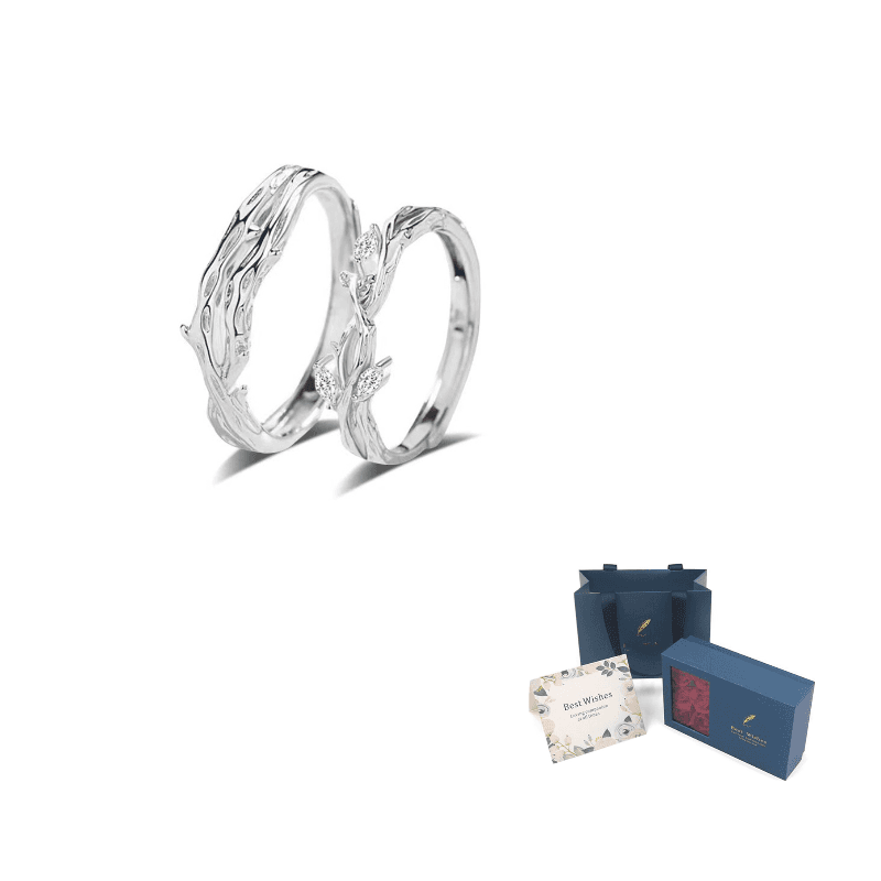 SHANGYINFU 999 Fine Silver Rings Thorn Rose Ring Pair