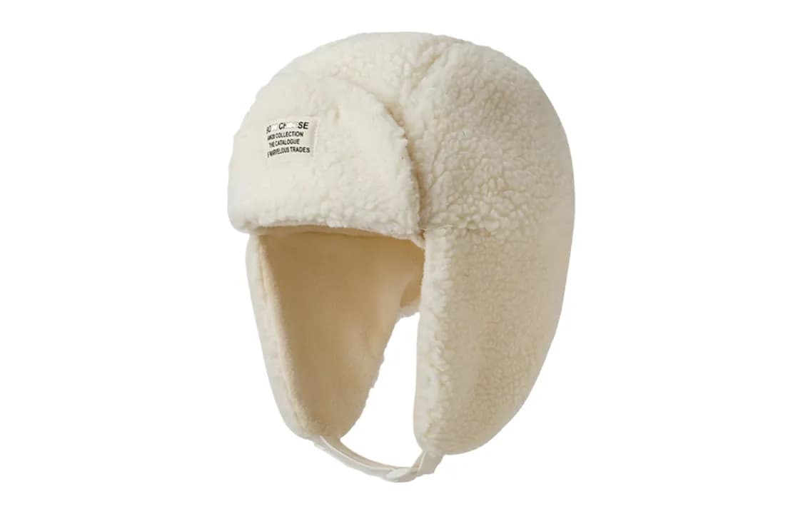 Ecru Letter Cotton Label Lambswool Ear Warmer