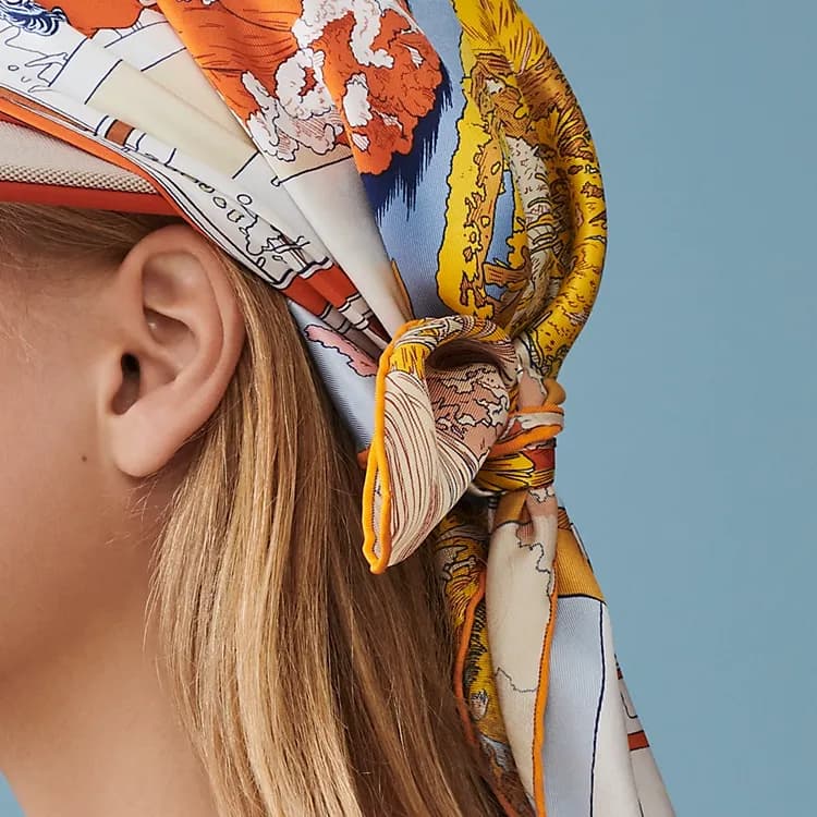 HERMES Silk Scarf Orange