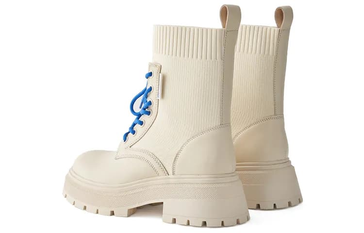 Talitaqoom Neon Lady Collection Short Martin Boot 6cm Ecru