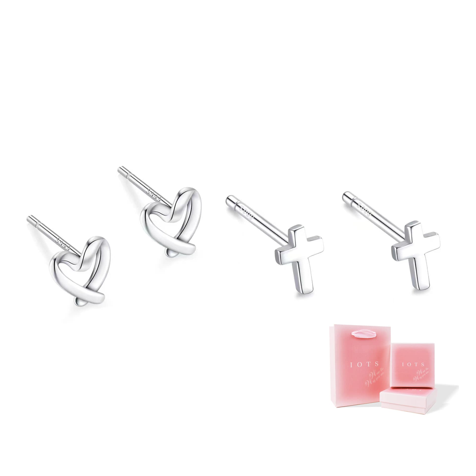 Set of 7 pairs of stud earrings [S999 silver]