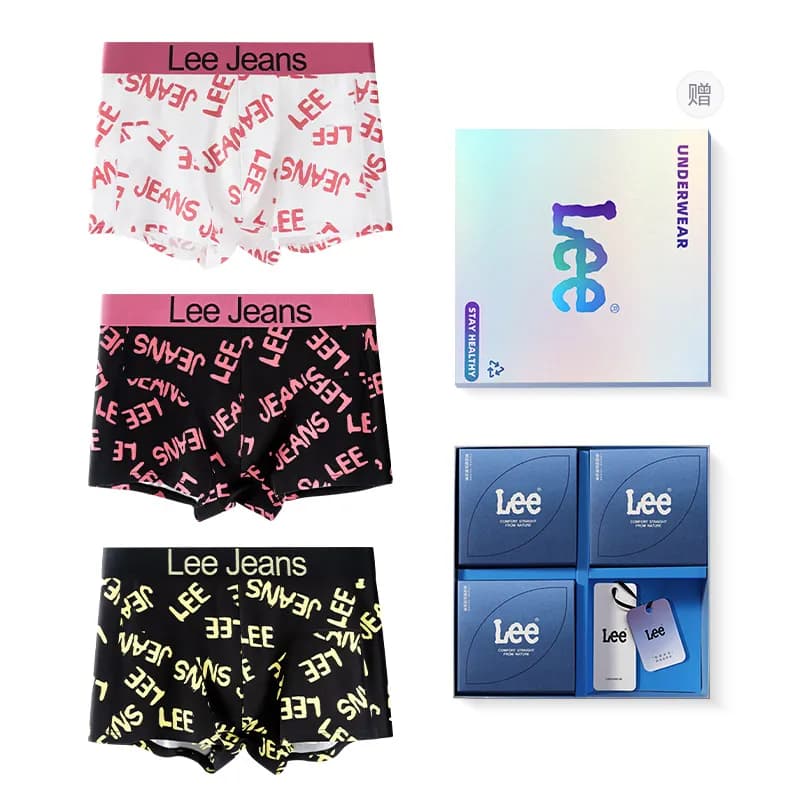 Lee Underpants 3 Pack Gift Box Set (ЧёрныйЗолотой+ЧёрныйКрасный+Белый)
