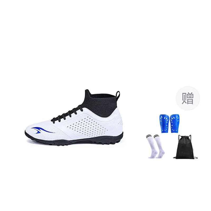 SUNAIS MG Rubber Short Studs TF Rubber Broken Studs Natural Ground SlipResistant Breathable Soccer White WhiteTurf