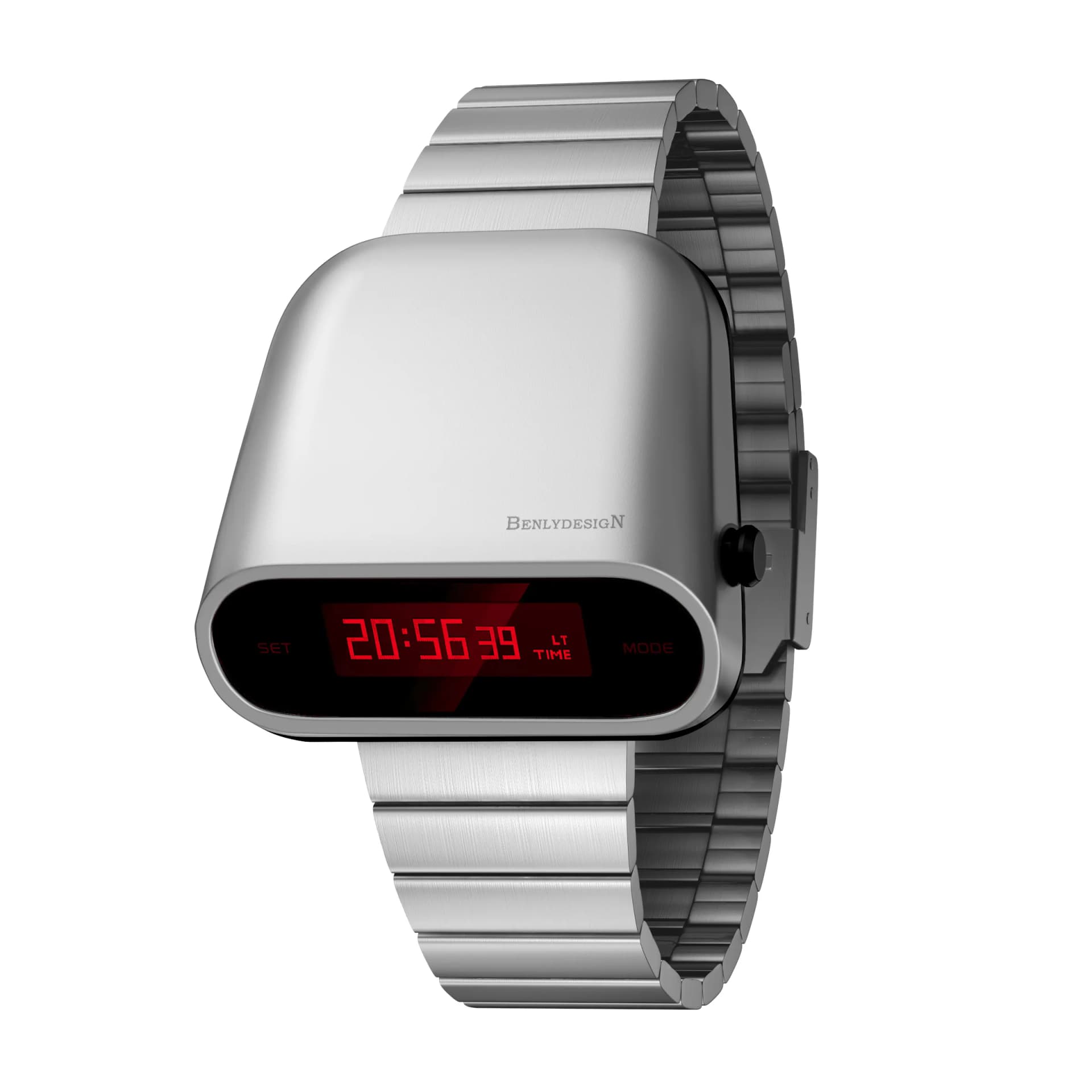 IB BENLYDESIGN S10001S1 Electronic Movement Stainless Steel Strap Watch Black Dial S10801S1