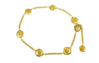 CHANEL Logo Identification GoldPlated Waist Chains Gold Width 3.3CM