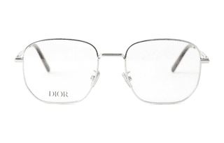 DIOR Metal Tortoiseshell Acetate Fiber Irregular Shape Eyeglass Frames Silver