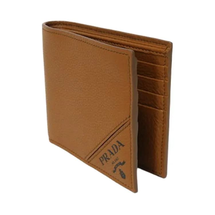 PRADA Saffiano Short Cow Wallet Brown