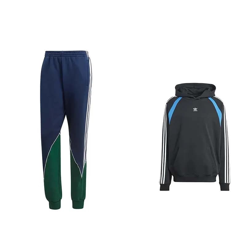 Adidas Originals Sweatshirt Set Navy Blue Pants+Black Sweatshirt