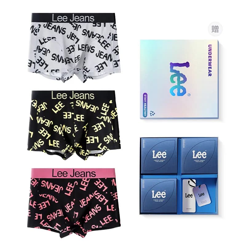 Lee Underpants 3 Pack Gift Box Set Black Red+Gray+Black Gold