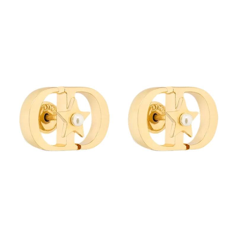 DIOR Metal Stud Earrings Gold