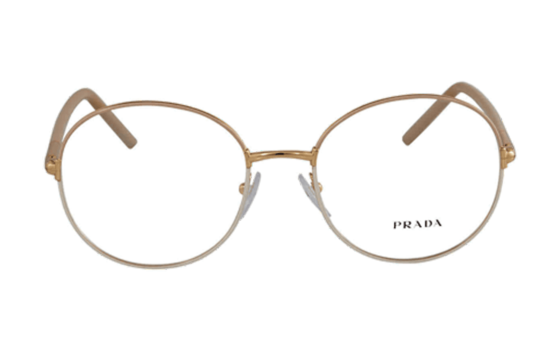 PRADA Metal Irregular Shape Eyeglass Frames Gold