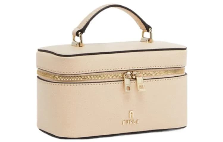 Furla Textured Handbag Makeup Bag Mini Light Pink