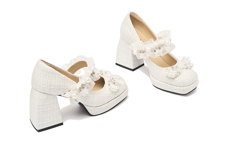 Lily Wei Chunky Heel 9cm White