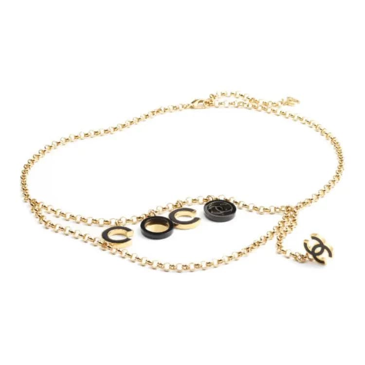 CHANEL [24B New Arrival]Letter Pendant Design Metal Waist Chains Gold Gold