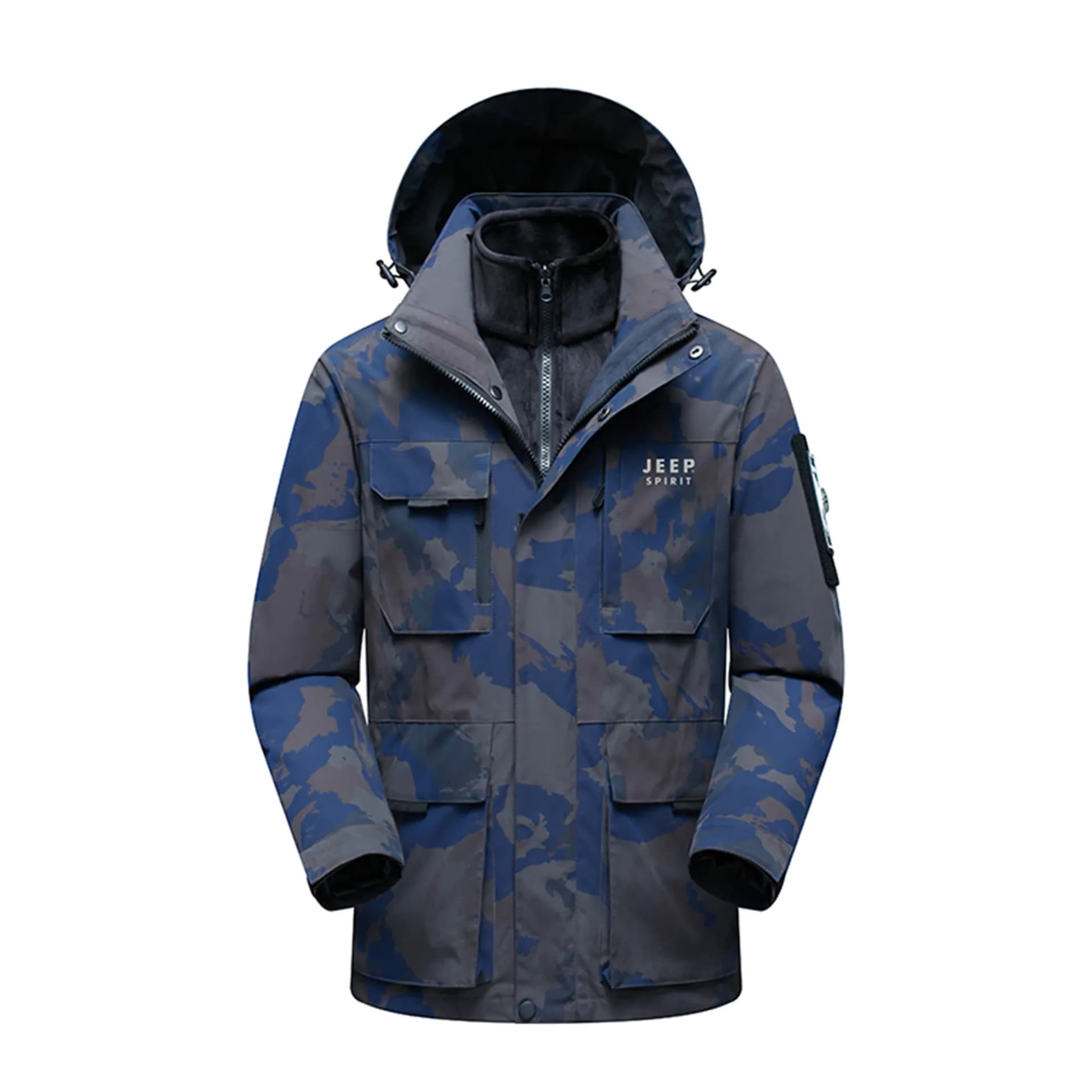 JEEP SPIRIT Urban Living/Travel/Commuting Waterproof Windproof To Keep Windbreaker Jacket Camouflage (3-in-1)