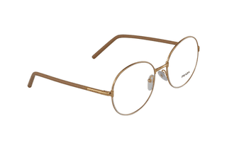 PRADA Metal Irregular Shape Eyeglass Frames Gold
