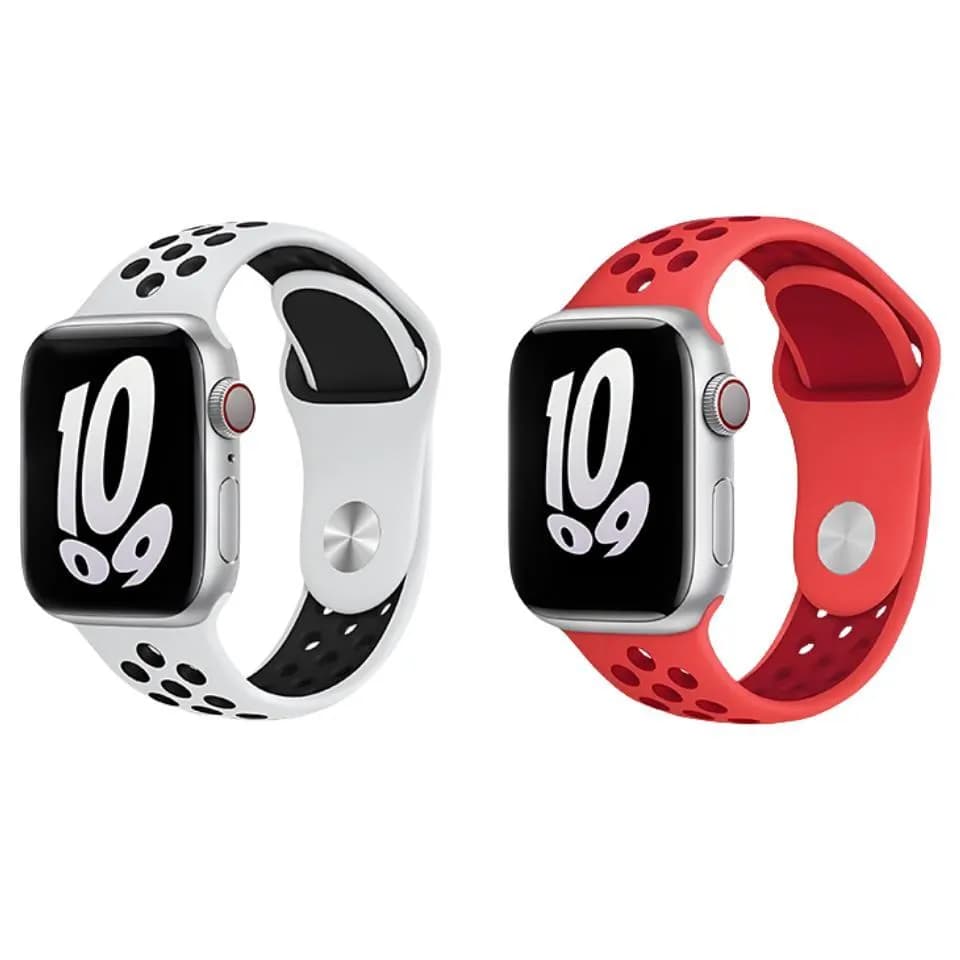Zhongwo Watch Bands Apple silicone strap black white * red
