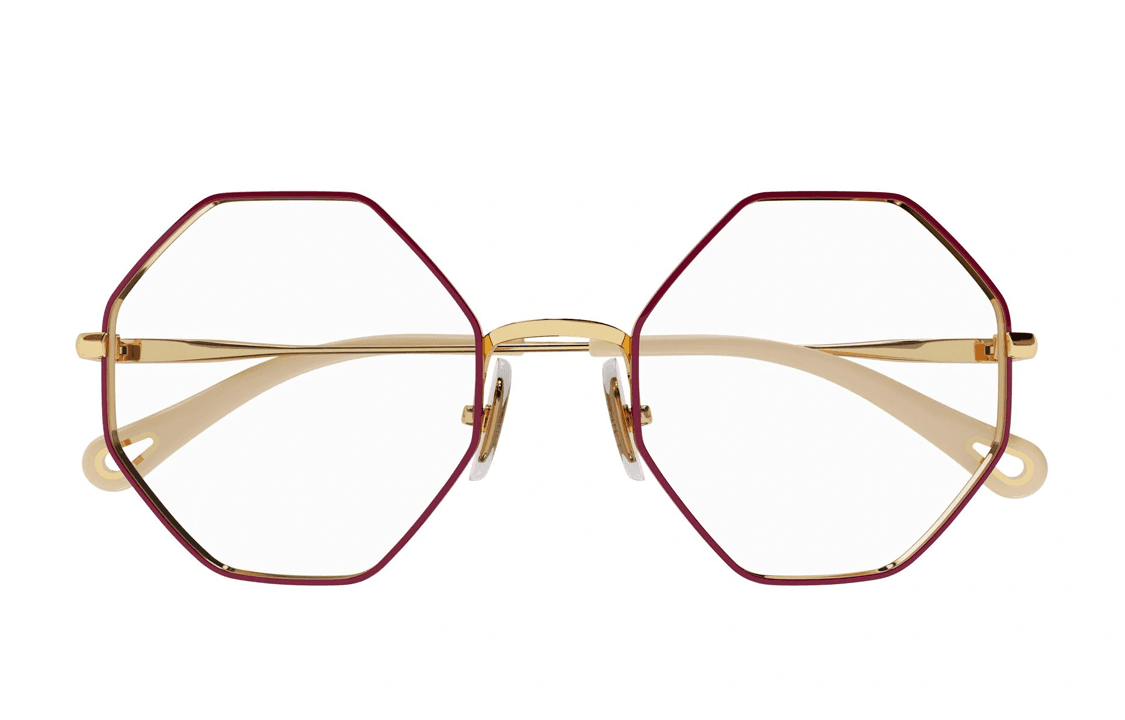 Chloe Metal Irregular Shape Eyeglass Frames Burgundy