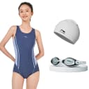 Set (Swimsuit+Swim Goggles+Swimming Caps)