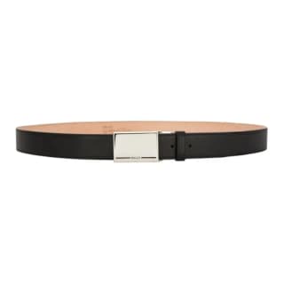 BALLY Letter Logo Smooth Buckle Cow Black Width 3.5CM