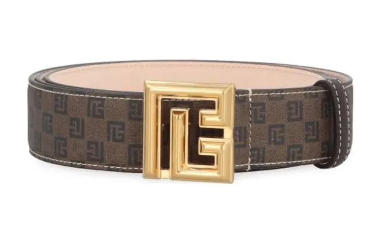 BALMAIN Monogrammed Buckle Belt Brown