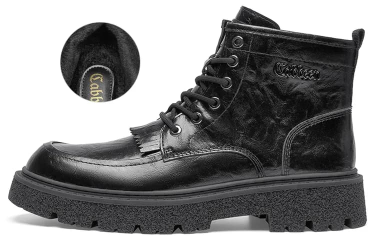 Cabbeen Minimalist Style Versatile Trendy Vintage Short Martin Boot Black Black