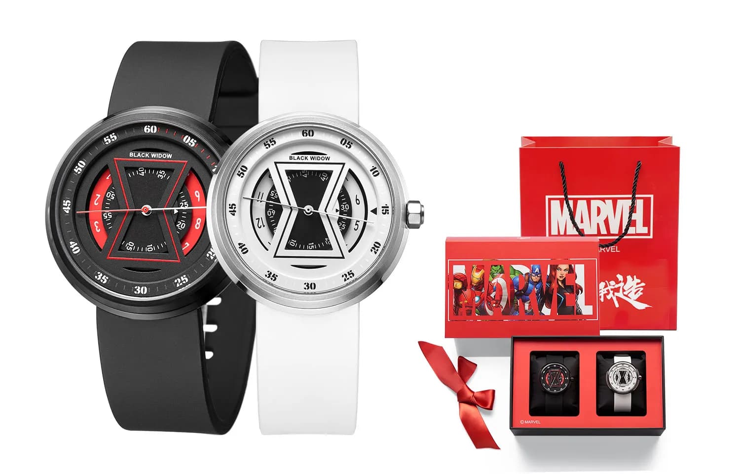 MARVEL Hero Collection Quartz Movement Silicone Strap Watch Black Dial M9205 Couple