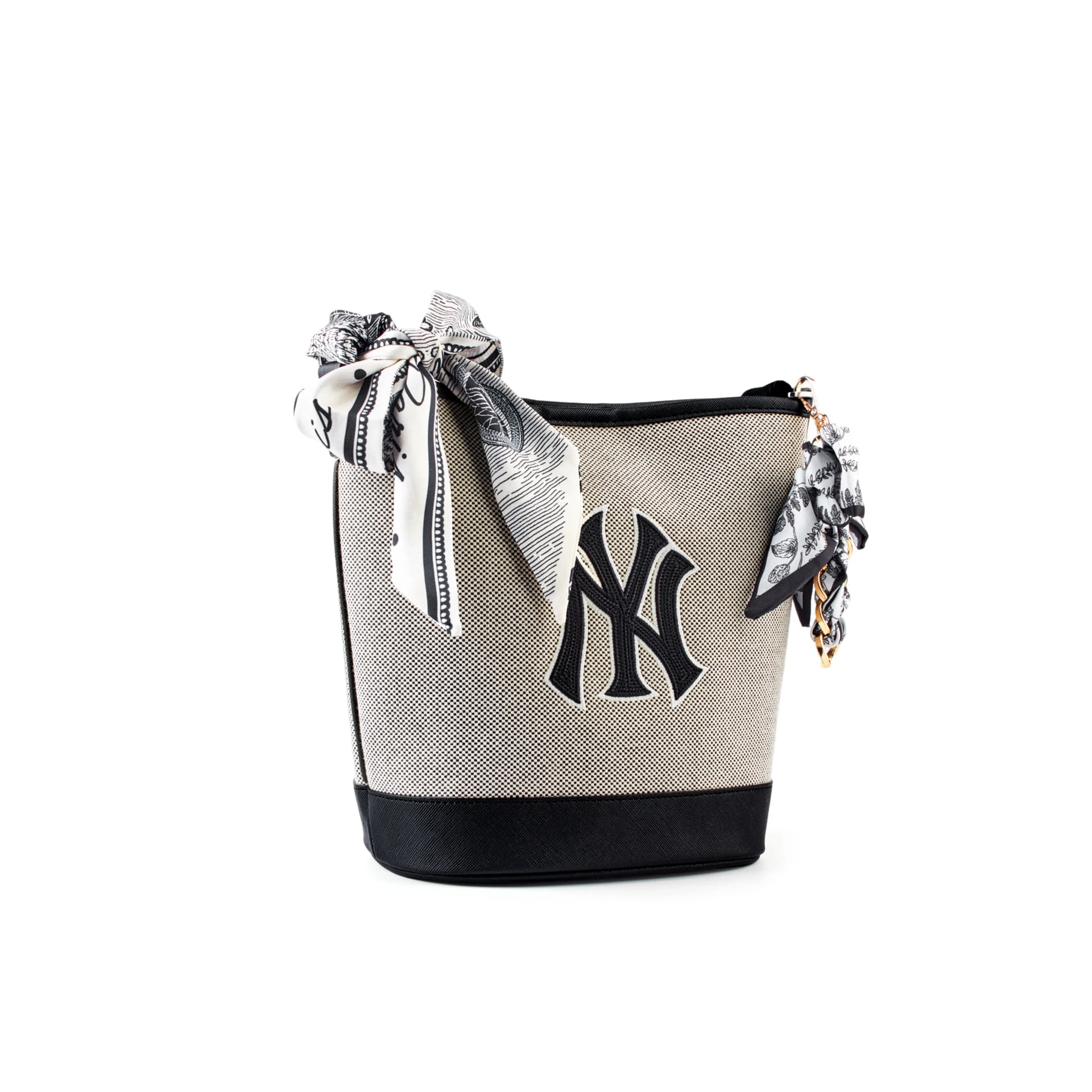 MLB New York Yankees Cotton Bucket Bag, Shoulder Bag Black Gray
