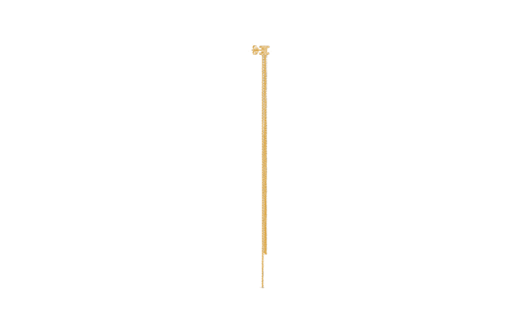 CELINE Crystal Brass Drop Earrings Gold