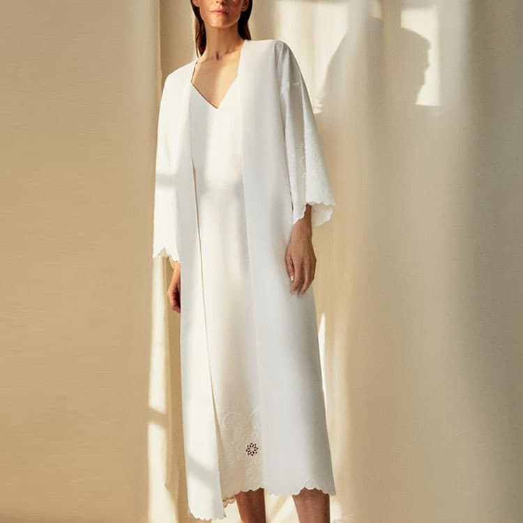 ZARA Pajama Robe Raw White