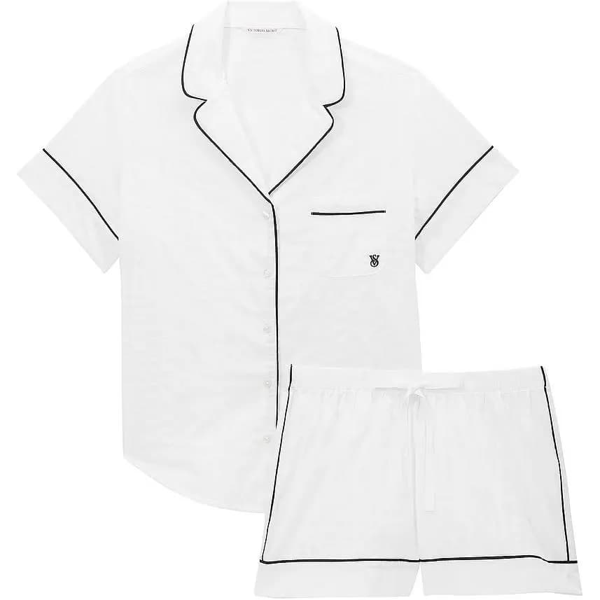 Victoria's Secret Cotton Short Pajama Set White Pajama Set White White