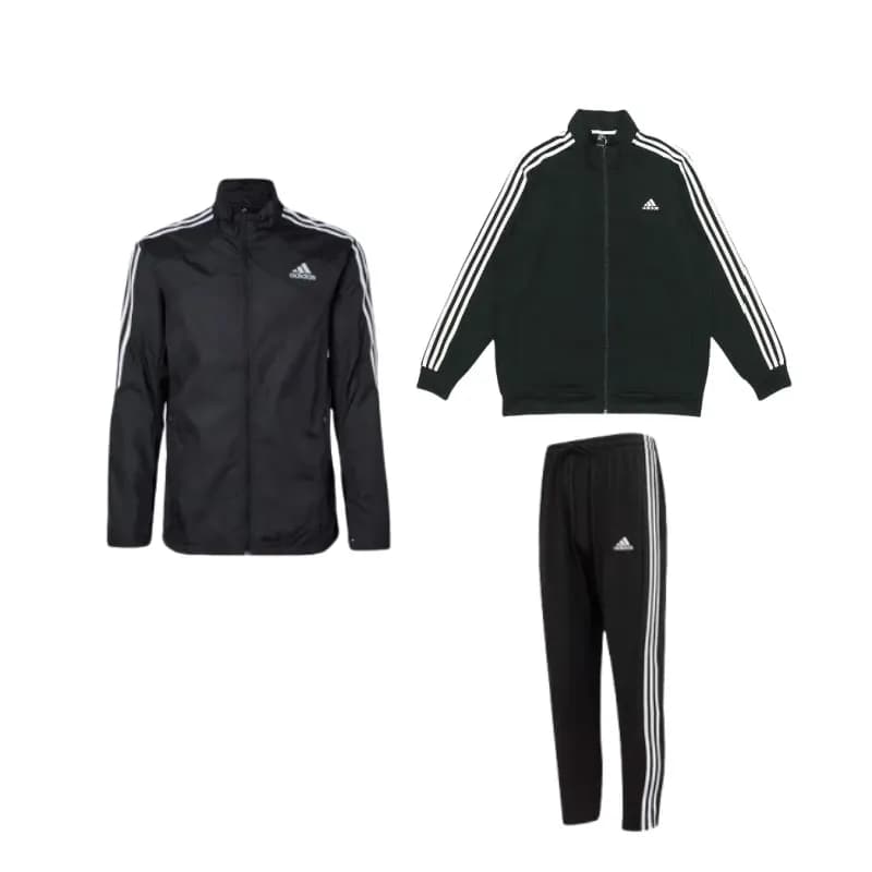 Adidas Marathon Jkt Sportswear Black Set (Black Top+Black Top+Black Bottom)