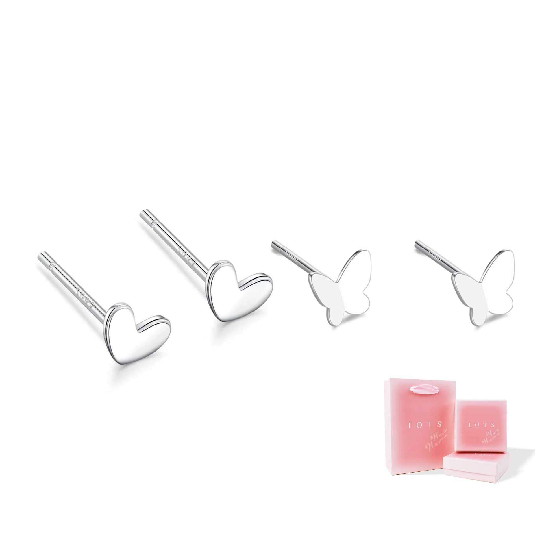 IOTS S999 Stud Earrings Set of 5 pairs of stud earrings [S999 silver]
