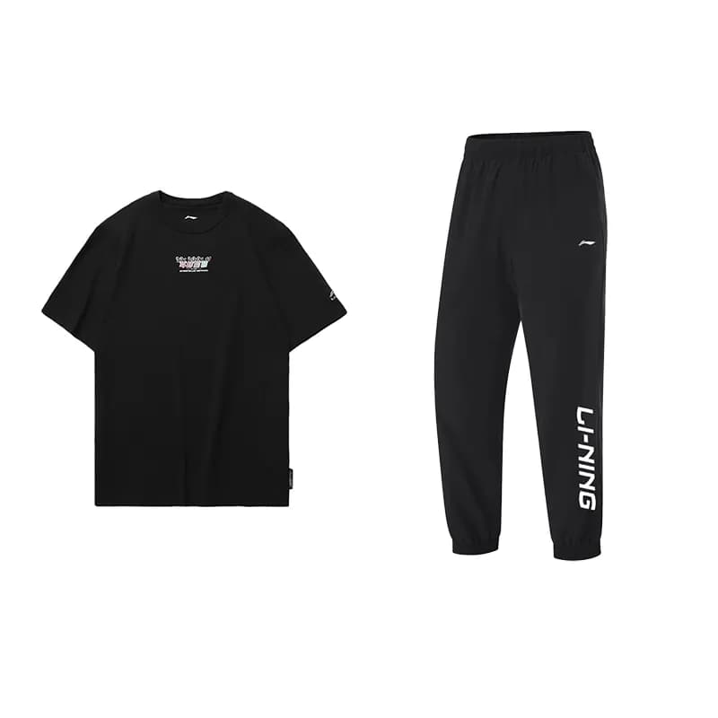 Li Ning Sportswear Black ShortSleeved Shirt+Black QuickDry
