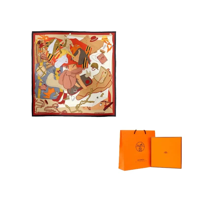 HERMES Silk Brown Red Brown Red