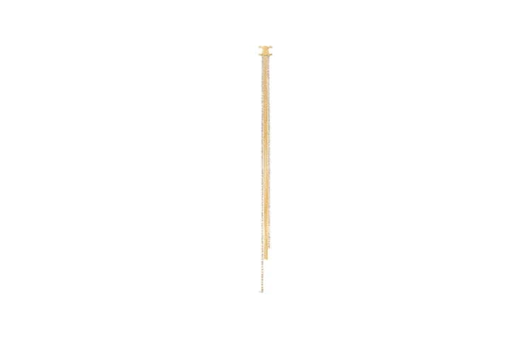 CELINE Crystal Brass Drop Earrings Gold Gold