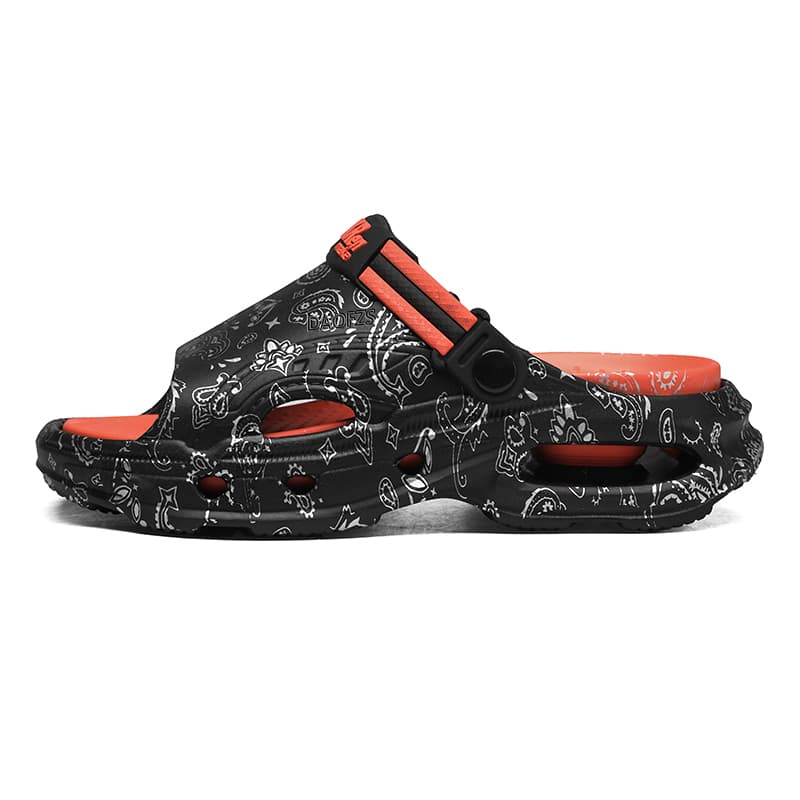 Blade Warrior Rubber Quiet Odor Slide Slippers Black Orange