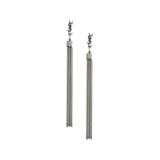 SAINT LAURENT Brass Drop Earrings Silver