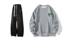 Light Gray (Tops)+Black (Pants)