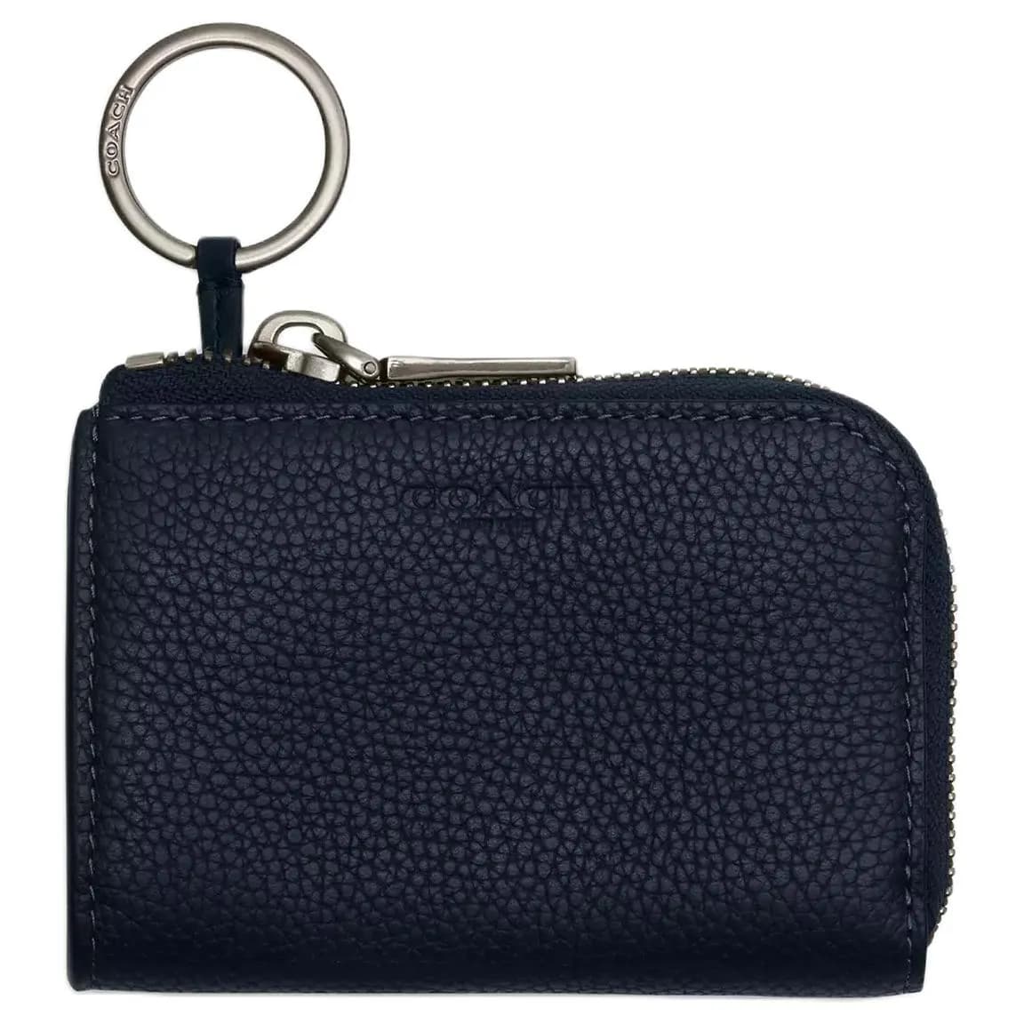 COACH Pebbled Key Pouch Mini Midnight Marine Midnight Marine