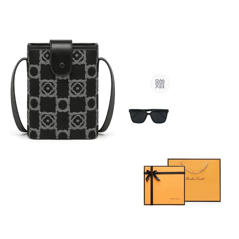 MashaLanti Denim Cell Phone Pouch, Shoulder Bag, Crossbody Bag, Small Bag Small Royal Blue/Black Black