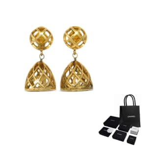 CHANEL Pre Owned 1990 2000s Birdcage Clip on Earrings