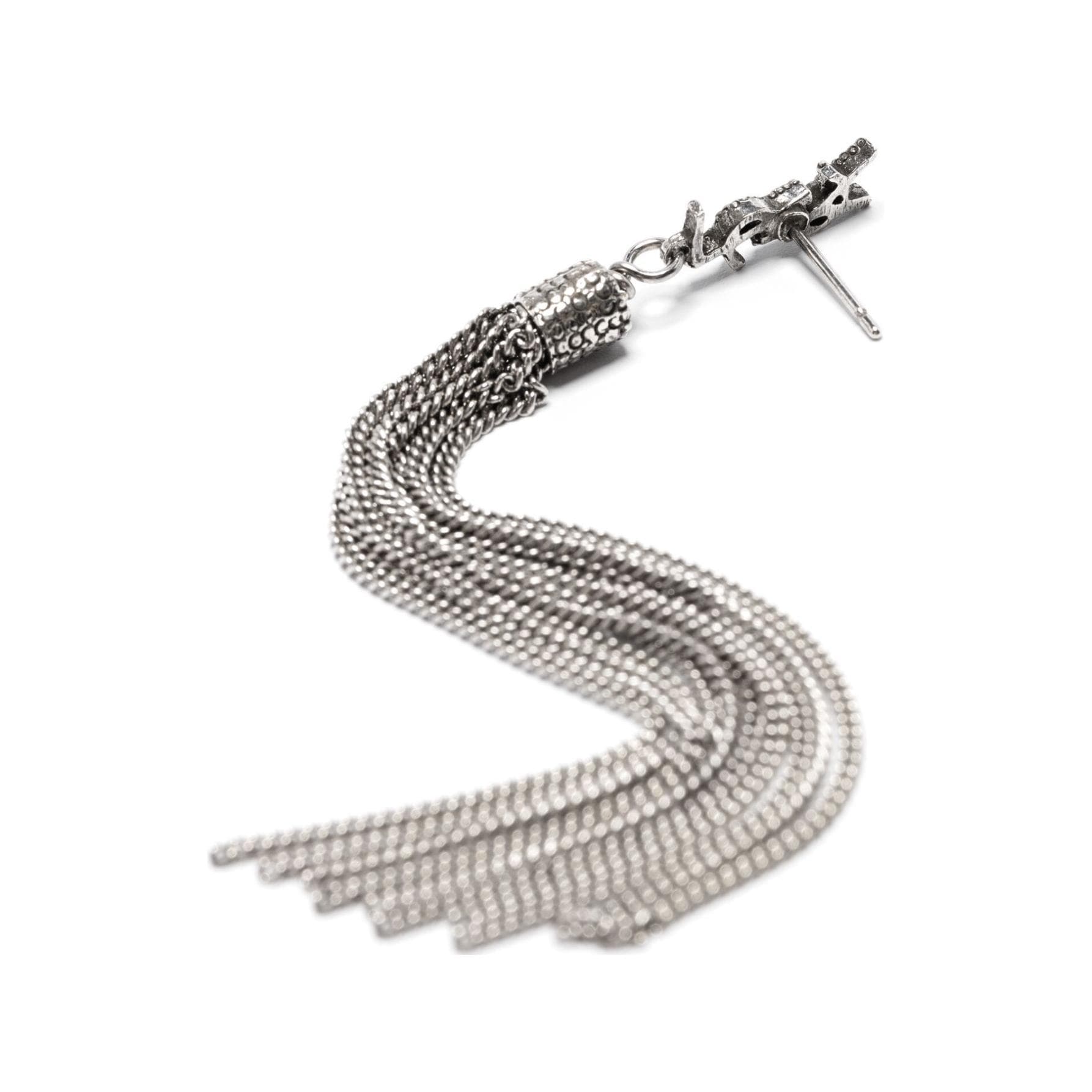 SAINT LAURENT Brass Drop Earrings Silver