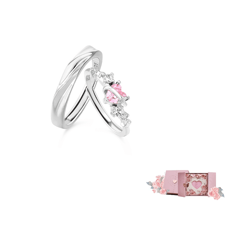 VIVIWELL 925 Silver Zircon Rings Heart of the Universe couple ring