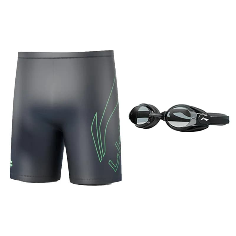 LiNing Sportlife Swimsuit Black Green Set (Swimming Shorts+Swim Goggles)