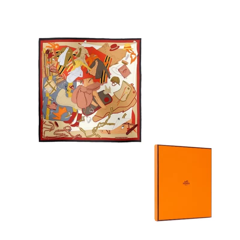 HERMES Silk Brown Red Brown Red