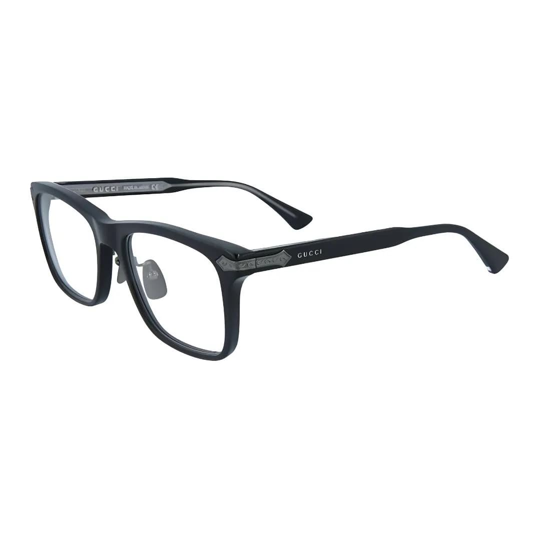 GUCCI Acetate Rectangular Eyeglass Frames Black Black