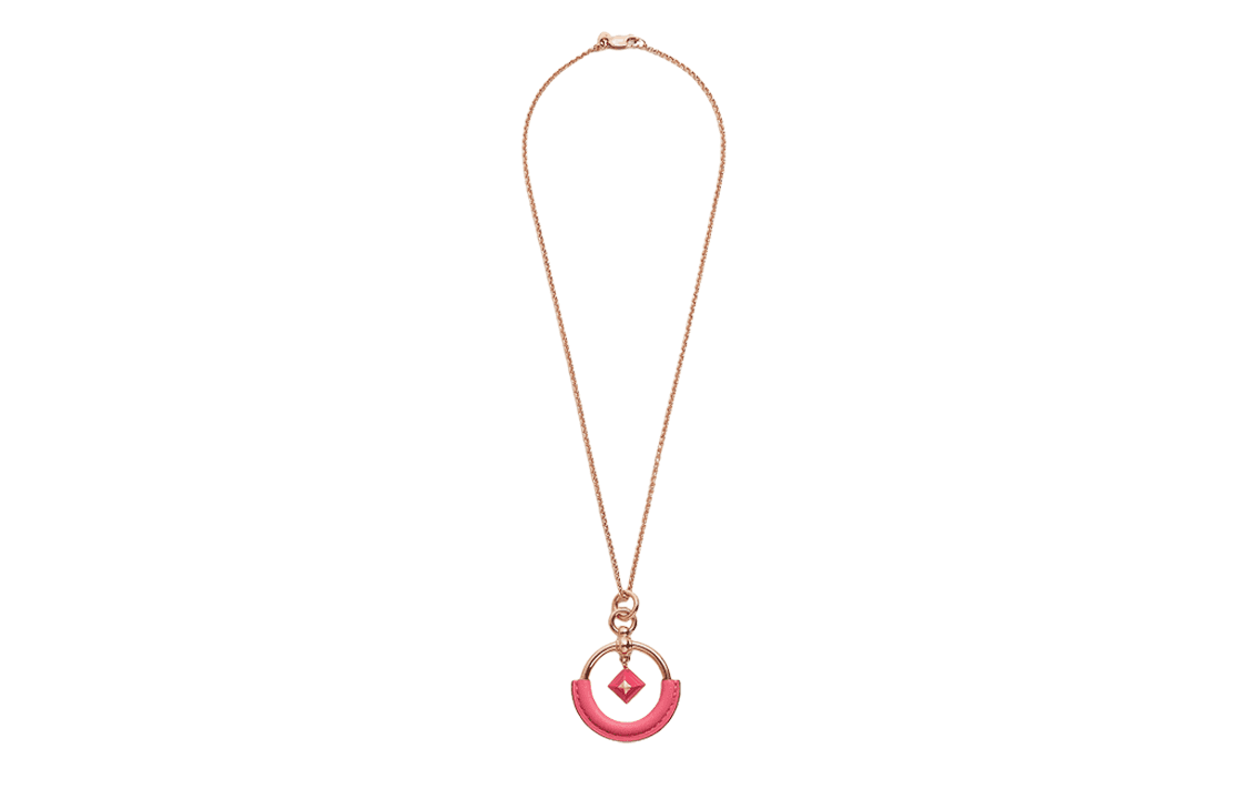 HERMES Calfskin Metal Rose GoldPlated Charms / Pendants Pink