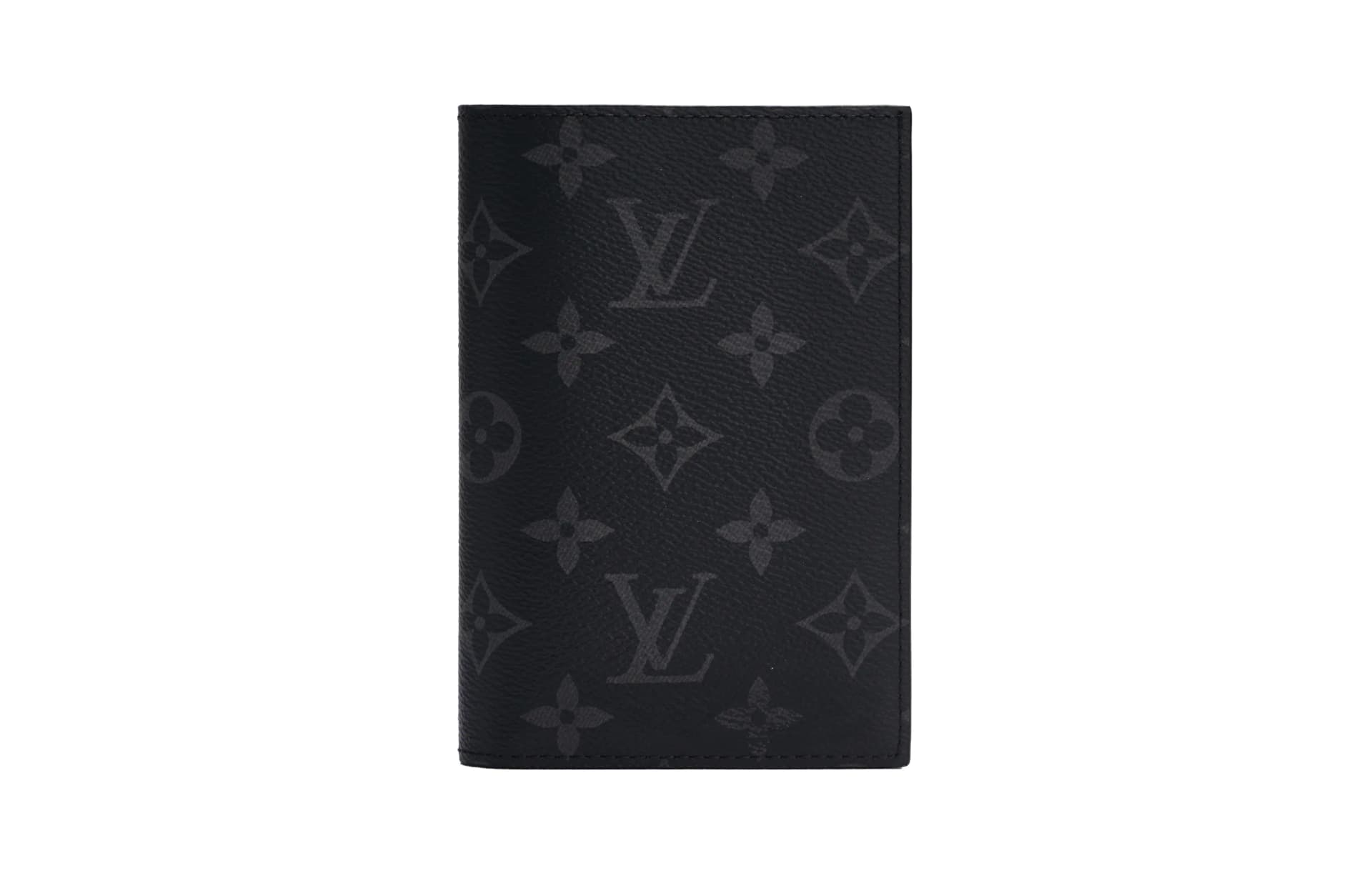 LOUIS VUITTON Cow Passport Holder Card Holder Men Black Gray